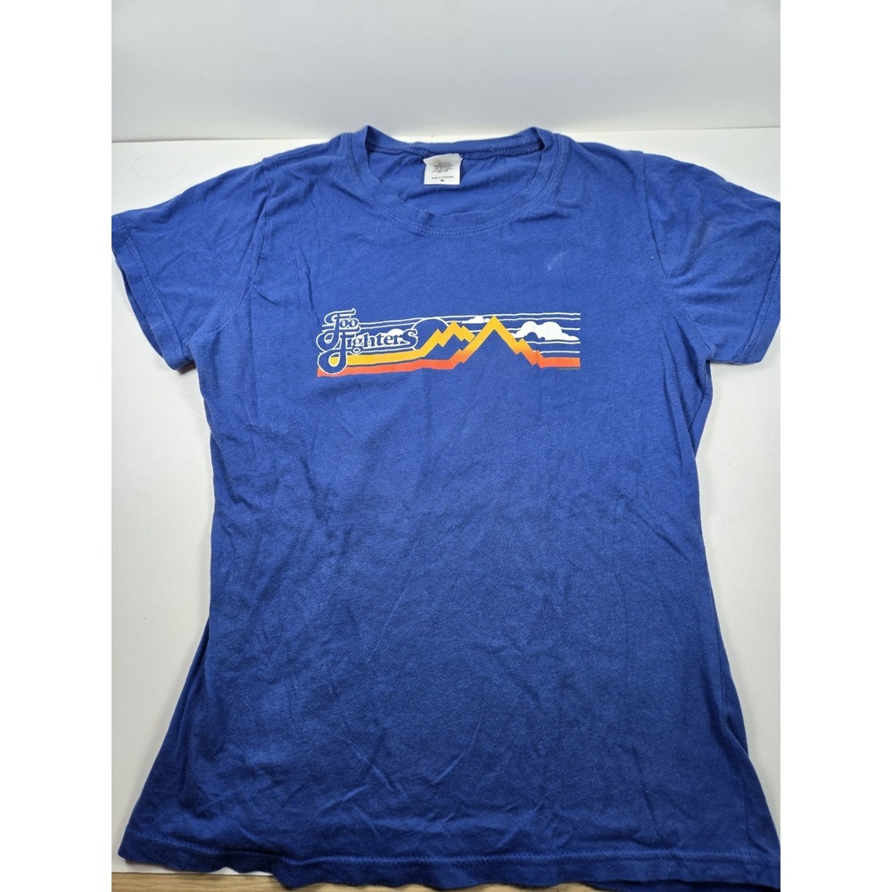 Vintage Foo Fighters T-Shirt Blue Mountain Graphic womans Sz XL‎ Bay Island Tag